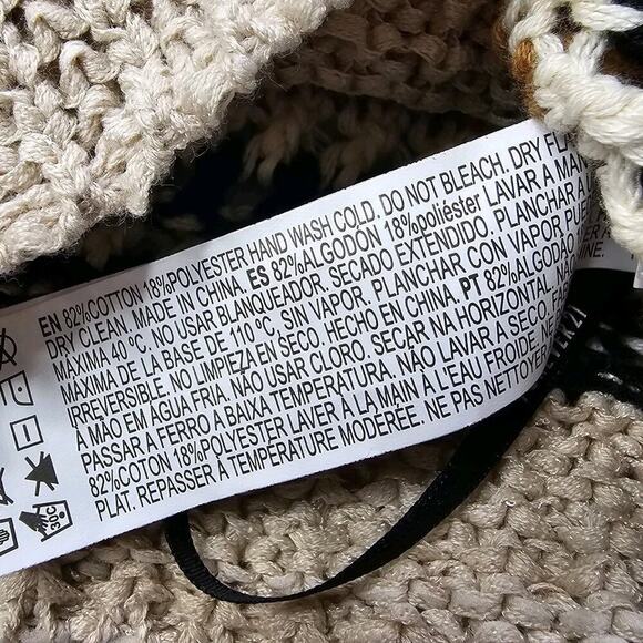 Forever21 Crochet Knit Sweater Crop Top Taupe Beige Cotton Blend New Size Medium - Picture 11 of 11